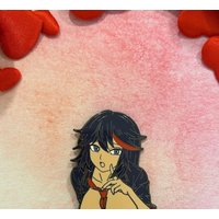 Blue Hair Red Lock Girl Enamel Pin