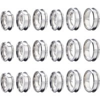 1 Box 18Pcs Stainless Steel Grooved Finger Ring US Size 7/8/9/10/11/12 Ring Core Blanks 8mm Wide Empty Round Grooved making kit