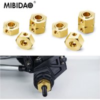 MIBIDAO 4Pcs Brass Hex Adapter Counterweight for Axial SCX6 AXI05000 Wrangler AXI05001 Trail Honcho 1/6 RC Car Upgrade Parts