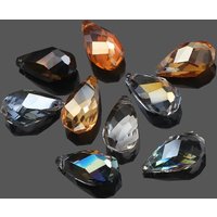 10pcs 10x18/12x22mm Shiny Beaded Lampwork Glass Drop Beads Austria Crystal Teardrop Pendant For DIY Making Jewelry Accessories