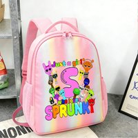 Cartoon Letter A-Z Student Backpack Game Sprunki Girl Rainbow Backpack Travel Daily School Rucksack Schoolbag Birthday Gift