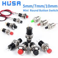 5PCS Mini Round 5mm/7mm/10mm Self-Lock /Momentary Push button Switches FBS-110 1NO1NC Black Red Green 0.5A/125V HUSA