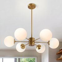 Nordic Brass Sputnik Chandelier,Modern Minimalist Globe Ceiling Light for Living Room/Dining Room/Bedroom( Bulb not included)