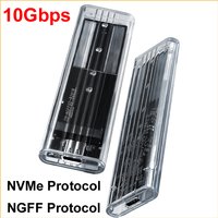 NEW 2026 M.2 NVME PCIe Case NGFF SATA Protocol SSD Case Clear USB Type C 10Gbps PCI-E M2 External Enclosure Hard Disk Box