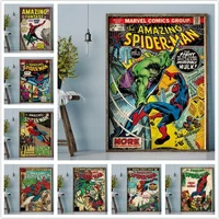 Superhero Marvel Spiderman Hulk Poster Canvas Painting Prints Wall Art Decoration Pictures for Kids Bedroom Decor