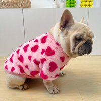 French Bulldog Winter Dog Clothes Coat Warm and Thickened Vest Jacket Fat Dog Costume Bulldog Pug Love Pattern Pet Dog Clothing