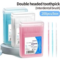 Toothpick Brush 100/200PCs Boxed Plastic Toothpick Disposable Household Interdental Brush Teeth Picking Dental Floss