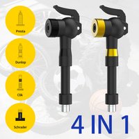 Universal Bike Pump Nozzle Adapter 4-in-1 universal valve compatibility Clik/Schrader/Presta/Dunlop Valve Convertor for Air Pump