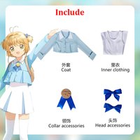 Anime Cardcaptor Sakura Kinomoto Sakura Cosplay Costume Wig Women Uniform Skirt Halloween Party Role Playing Dress Suit Outfit