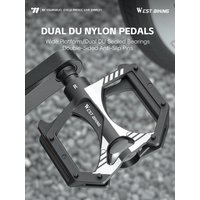 AliExpress West Biking WEST BIKING Dual DU Nylon Bike Pedal Lightweight Reflective MTB Road Bicycle Pedal Widen Anti-slip Cycling Flat Pedal Bike Parts