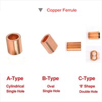 Wire Rope Cable Fixing Clip Clamp Red Copper 8-Shape Double Hole/Oval/Round Ferrule Sleeves M0.5-M12