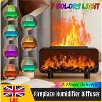 7 Colors Fireplace Humidifier Diffuser Mute Work Flame Aroma Diffuser Auto Shut-Off Essential Oil Sprayer Night Light for Home
