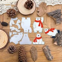 3D Polar Bear Metal Cutting Dies Winter Christmas Themed Card Making Scrapbooking Craft Die Cuts