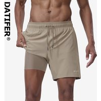 2026 New Arrival Shorts For Man Solid Color Gym Zipper Pockets Adjustments Waist Beach 2 in1 Bañador Hombre Swimsuits Multicolor