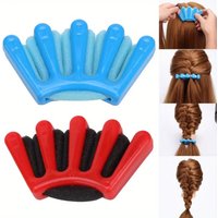 3PCS 5-Finger Sponge Hair Braiding Tool, DIY Wave Curly Twist Styling Kit, Manual Hair Weaver Crimper For Women Girls Party Trav