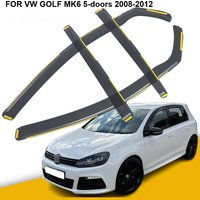 skTinted Wind Deflectors with Clips for The 5-Door for Vw Golf MK6 Hatchback from 2008 to 2012, Set of Foura