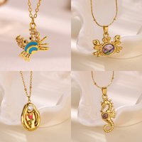 Blue Enamel Oil Crab Pendant Necklace For Women Gold Color Stainless Steel Chain Necklace Ocean Summer Jewelry Beach Accessories