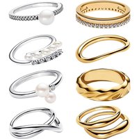 Hot selling 925 silver organic style dual color double ring ripple crown ring, fashionable DIY charm, exquisite jewelry