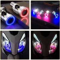 NEW 30W With H4 BA20D Blue/Red Angel Eye LED Motorcycle Headlight Scooter Motorbike Headlamp Light Bulb DRL Accessories