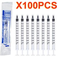 100Pcs 1ml/cc Sterile Straight Mouth Syringe Individually Packed no Needle for Labs,Measuring Liquid,Feeding Pets