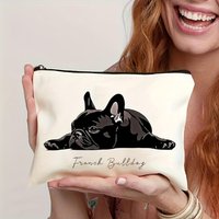 A French Bulldog cosmetic bag- multifunctional zipper pouch, jewelry storage bag, perfect travel zipper small storage bag.