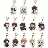 cartoon Nakajima Atsushi Dazai Osamu Bungo Stray Dogs Acrylic Keychain Student Bag Pendant Animation Peripherals Gifts