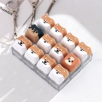 Cute Shiba Inu Puppy Keychain 4 Keys Keyboard Key Ring Backpack Pendant Desktop Accessories Fingertip Decompression Tools