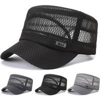 Summer Men's Summer Hat Mesh Caps Flat Top Snapback Adjustable Baseball Cap Cadet Man Breathable Trucker Caps