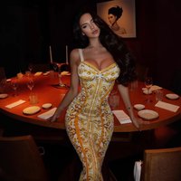 Elegant Gold Printed Long Dress 2026 Summer Fashion New Women Dress with Strap and Slim Female Hip Hugging Vacation Party Dress