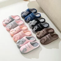 Cute Lucky Cat Design Plush Ladies Slippers Autumn And Winter Indoor Floor Non-Slip Soft Comfortable Warm Home Shoes for Unisex