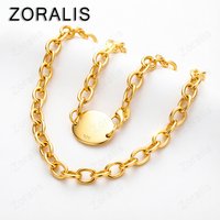 18K Gold 18 Inch Chain Nice Trendy Oval Tag Pendant Necklaces For Woman Men Party Birthday Gift Wedding Charm Jewelry