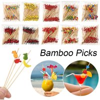 100Pcs Disposable Bamboo Picks Fruit Sticks For Kids Cocktail Decoration Picks Salad Sandwich Buffet Toothpicks Party Supply
