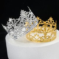 Gold Silver Hollow Queen Crown Cake Topper Elegant Wedding Cake Topper Princess Happy Birthday Party Dessert Decoration Supplies