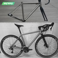 MYWAY High Strength Titanium Gravel Bike Frame Full Internal Cable Routing Flat Mount Disc Brake, 700c Road Frame 46/48/51/54cm