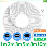 【Fast Delivery】1M 2M 3M 5M 8M 10M Long Charger Cord Compatible For iPhone Micro Usb Type C Phone Data Charging Cable Camera Cctv