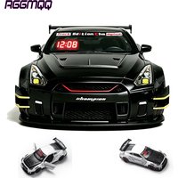 1PCS Rechargeable Remote Control Car Alarm Clock, LED Digital Hypercar Clock with Engine Sound & Spray Exhaust Light Effects,