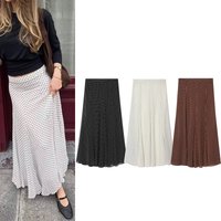 All Season Women's Polka Dot Midi Long Skirts Women Pleated Loose Long Skirt Female Casual Chic Holidays Versatile Wear 2026 New