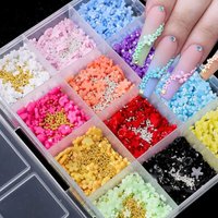 Big box 3D Cute Colorful Acrylic Floral Nail Charms Mix Caviar Beads & Pearls 3/6mm Five-Petal Nail Rhinestones Resin Flower Bl