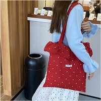 All-match Wave Point Chiffon Shoulder Bag Large Capacity Fairy Mesh Handbag Commuting Bag Korean Style Tote Bag Women