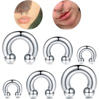 1Pc Stainelss Steel Horseshoe Nose Ring Internal Threaded Large Gauge Piercing Nose Ear Expander Septum Piercing Body Jewelry