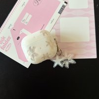 Elegant Minimalist Semi-Transparent Lily Flowers Glossy With Pendant Earphone Cover Case for AirPods 1 or 2 3 4 Pro 2 Pro 3