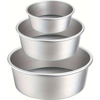 3-Piece Round Cake Pan Set 4/6/8 Inch Hard Anodized Aluminum Molds with Removable Bottoms for Easy Cake Removal Baking Mould