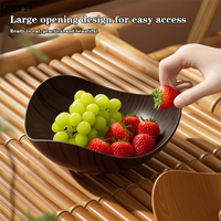 4/8PCS Wood Grain Plastic Bowl - Multifunctional Salad Fruit Candy Container For Party Gathering Table Supplies〔CC11〕