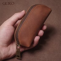 GURO Top Natural Cowhide Luxury Home Key Bags Men and Women Vintage Genuine Leather Car Key Pouch Butler Zipper keys organizer