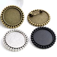 New Fashion 5pcs 25mm Inner Size Antique Silver Plated Bronze Black Brooch Sweet Style Cabochon Base Setting