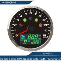 85mm GPS Speedometer 0-299km/h MPH with 0-12000RPM Tachometer Trip Odometer with Gear Number N 1-6 for Car Motorcycle Universal