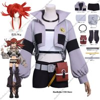 Anime GACHIAKUTA Riyo Cosplay Costume Li glaze Cosplay Women Suit Uniform Backpack Belt Red Wigs Halloween Carnival Party Prop
