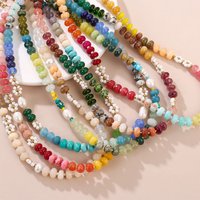 Handmade Weave Colored Natural Stone Beads Chain for Women Cute Tiny Flower Necklace Choker One Piece Summer Trendy Jewelry Gift