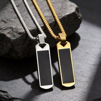 Vnox Rectangular Resin Pendant Necklace for Men, Stainless Steel Box Chain Vertical Bar Necklaces, Jewelry Gifts for Dad Son Him