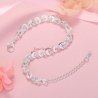 JewelryTop Fine 925 Sterling Silver Beautiful lathes carved pattern bracelets for women jewelry wedding party holiday gifts